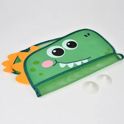 Dinosaur Baby Bath Toy Organizer – Mesh Bag with Suction Cups Keeps Toys Dry, Neat, and Off Your Tub Floor