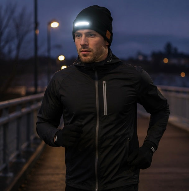 LED Beanie Hat with Light - USB Rechargeable Winter Headlamp Cap for Outdoor Work, Running and Camping
