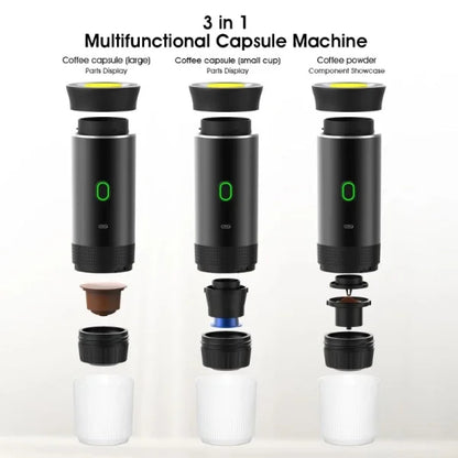 Wireless Espresso Coffee Machine Portable 3 in 1 Coffee Maker with Capsule and Powder