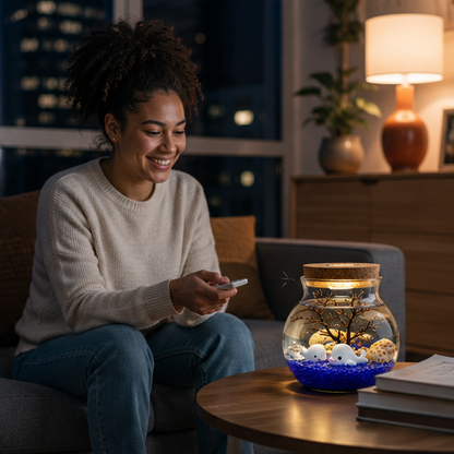 LED Glass Vase Terrarium - Decorative Flower Bottle with Ambient Lighting for Weddings and Elegant Home Decor