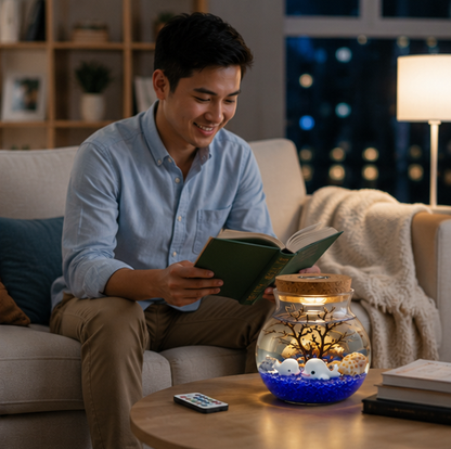 LED Glass Vase Terrarium - Decorative Flower Bottle with Ambient Lighting for Weddings and Elegant Home Decor
