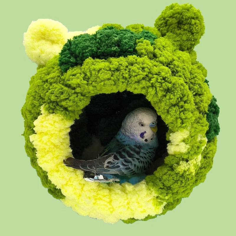 Plush Hanging Bird Nest Hammock – Warm Winter Hideaway House for Parrot Hummingbird Cage Comfort Decoration Accessories.
