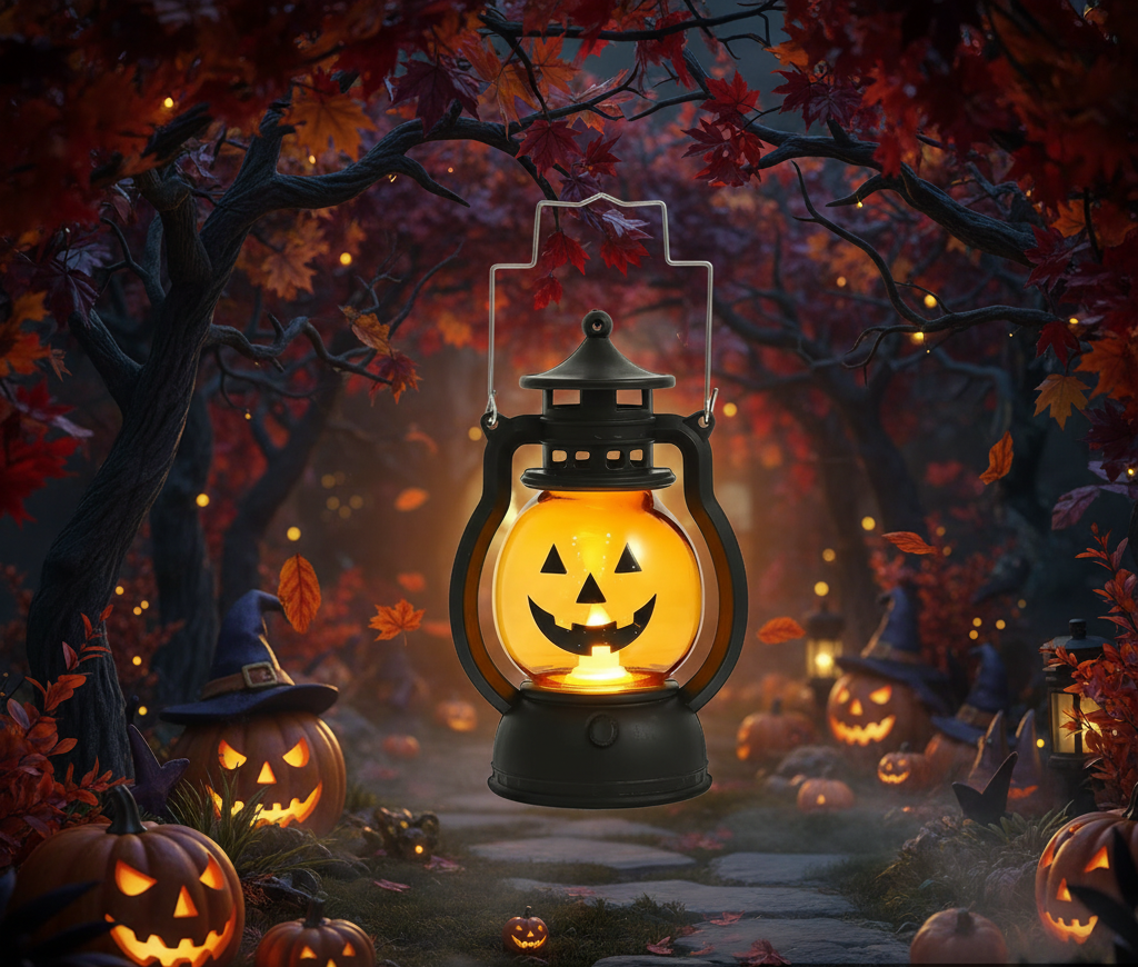Halloween Pumpkin Lantern Light - LED Ghost Oil Lamp Decoration for Spooky Parties, Home Decor and Festive Atmosphere Lighting
