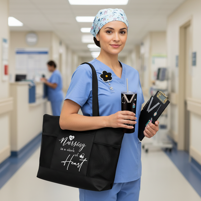 Nurse Appreciation Gift Set – Tumbler, Tote Bag, Makeup Pouch, Clipboard and Badge Reel Nursing Gift Pack
