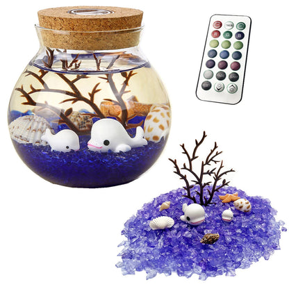 LED Glass Vase Terrarium - Decorative Flower Bottle with Ambient Lighting for Weddings and Elegant Home Decor