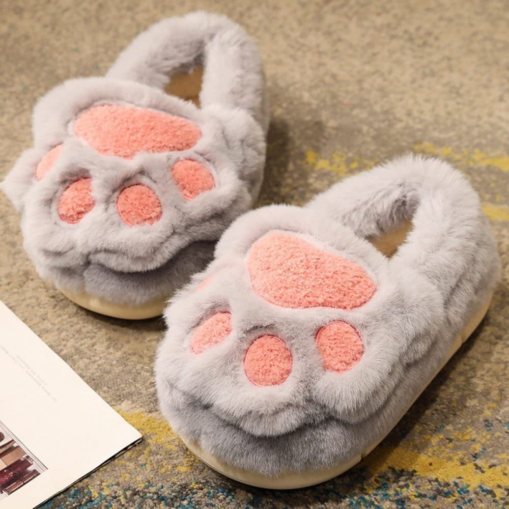 Kawaii Cat Paw Slippers – Fluffy Plush Winter House Shoes with Non Slip Sole for Cozy Indoor Comfort and Christmas Gifts