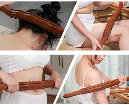 Wooden Gua Sha Massage Tool - Lymphatic Drainage Stick for Neck Back Relaxation, Anti Cellulite Body Massage Tool