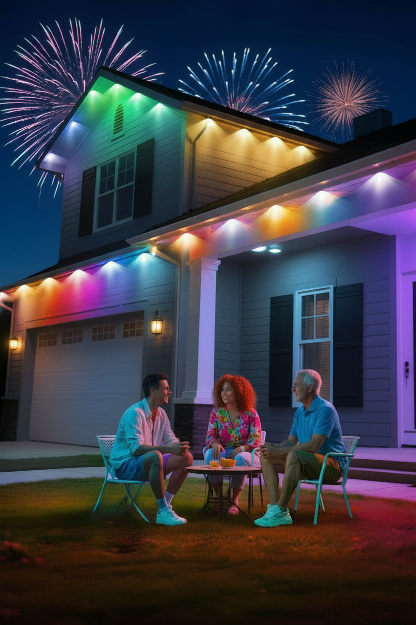 Waterproof Smart RGB Eave Lights - Permanent Outdoor LED String Lighting with App Control for Holidays and Home Decoration