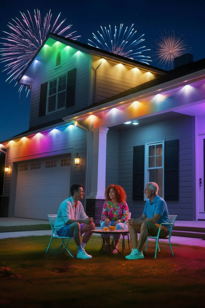 Waterproof Smart RGB Eave Lights - Permanent Outdoor LED String Lighting with App Control for Holidays and Home Decoration