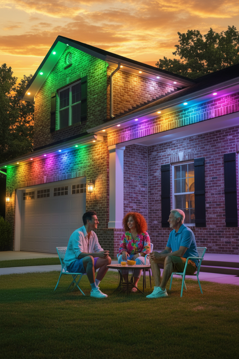 Waterproof Smart RGB Eave Lights - Permanent Outdoor LED String Lighting with App Control for Holidays and Home Decoration