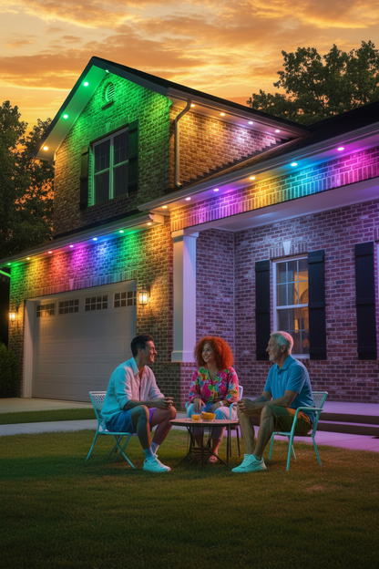 Waterproof Smart RGB Eave Lights - Permanent Outdoor LED String Lighting with App Control for Holidays and Home Decoration