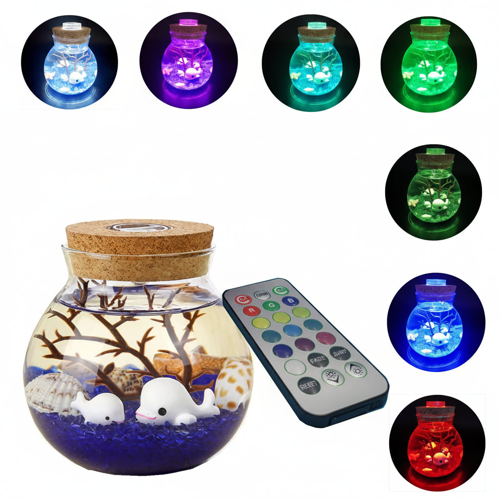 LED Glass Vase Terrarium - Decorative Flower Bottle with Ambient Lighting for Weddings and Elegant Home Decor