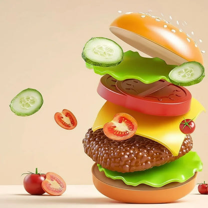 Kids Kitchen Play Food Set - Pretend Cooking Toy with Burgers, Pizza and Interactive Montessori Learning Fun