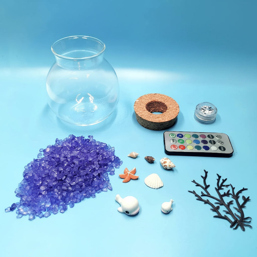 LED Glass Vase Terrarium - Decorative Flower Bottle with Ambient Lighting for Weddings and Elegant Home Decor