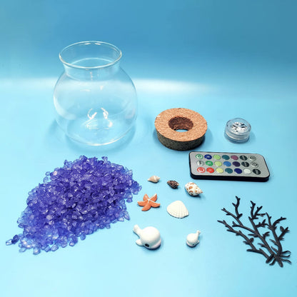 LED Glass Vase Terrarium - Decorative Flower Bottle with Ambient Lighting for Weddings and Elegant Home Decor