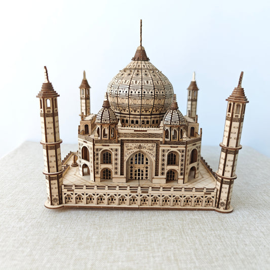 Wooden Taj Mahal Puzzle - 3D Detailed Architectural Model Kit for Adults, Stress Relief DIY Assembly Craft Gift and Decorative Display Piece
