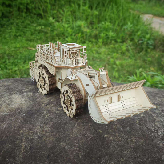 Wooden Bulldozer Puzzle Kit - 3D DIY Assembly Model Toy for Adults and Kids, Creative Educational Gift for Holidays and Decoration