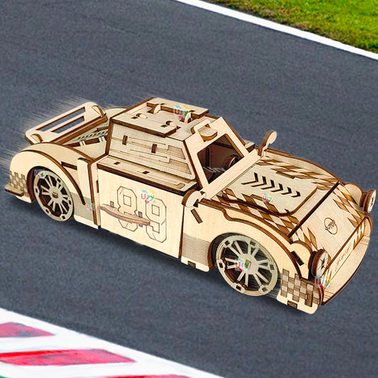 Wooden Vehicle Puzzle Set - 3D DIY Truck Sports Car Model Kit with Movable Parts, Educational Toy Gift for Kids and Adults