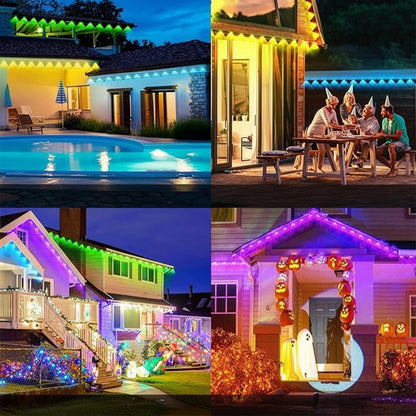 Waterproof Smart RGB Eave Lights - Permanent Outdoor LED String Lighting with App Control for Holidays and Home Decoration