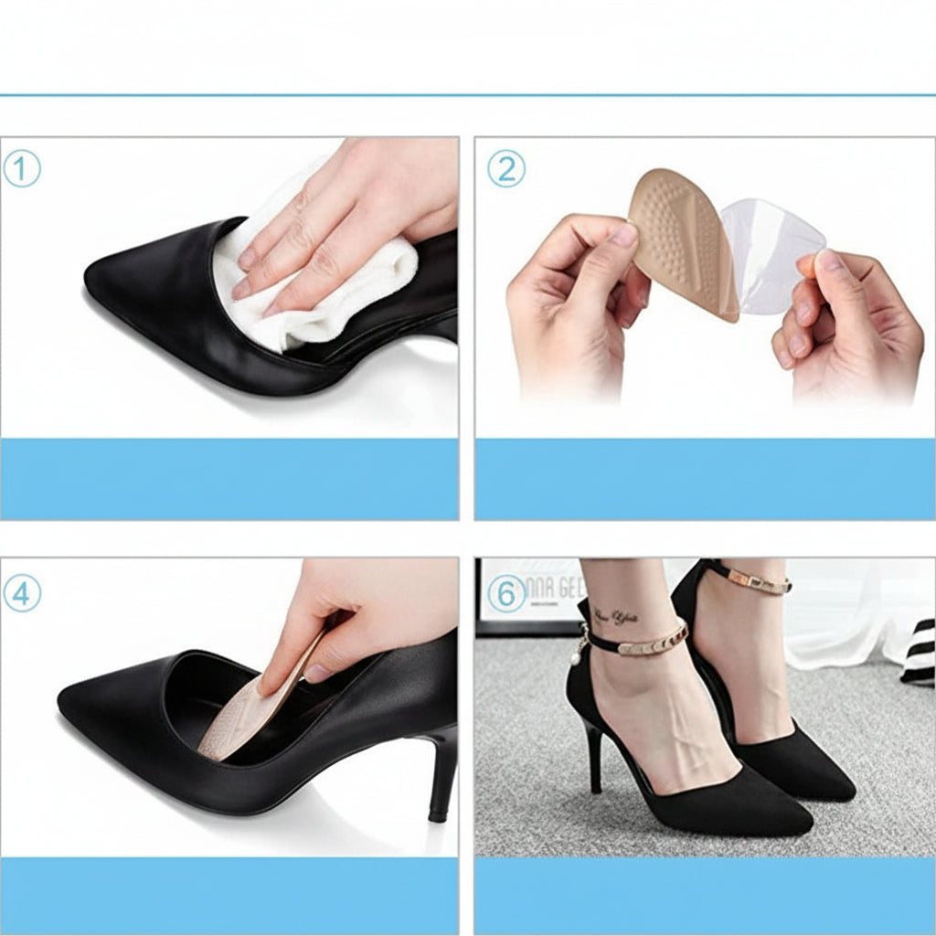 Silicone Metatarsal Foot Pads - Non-Slip Gel Insoles for High Heels, Sandals and Forefoot Pain Relief