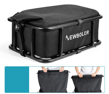 Heavy-Duty Rear Bike Basket with Rack – Large Metal Bicycle Carrier for Groceries, Commutes, and Electric Bike Storage