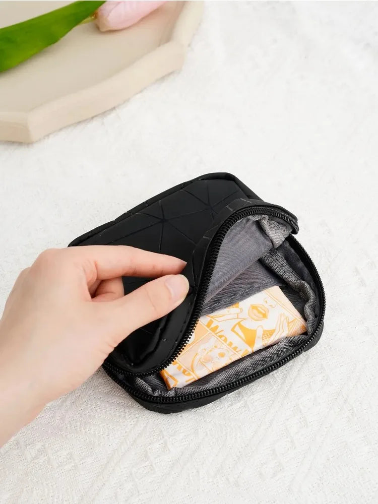 PU Leather Waterproof Organizer Pouch – Monthly Sanitary Napkin & Jewelry Storage Bag, Compact & Stylish for Women on the Go