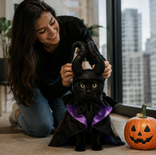 Pet Halloween Costume Set - Witch Cloak Wizard Outfit for Dogs and Cats, Funny Cosplay Apparel for Halloween Party Dress Up