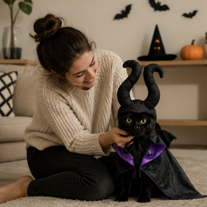 Pet Halloween Costume Set - Witch Cloak Wizard Outfit for Dogs and Cats, Funny Cosplay Apparel for Halloween Party Dress Up