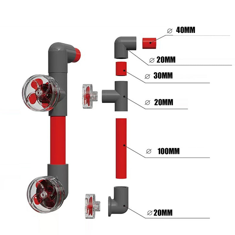 Auto-Rotating 4-Blade Aquarium Fan Kit – Clover-Style Fish Tank Outlet Accessory for Enhanced Water Flow and Filtration Performance