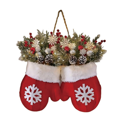 LED Christmas Glove Wreath – Lighted Holiday Door Garland Decoration for Walls, Entryways and Festive Home Displays