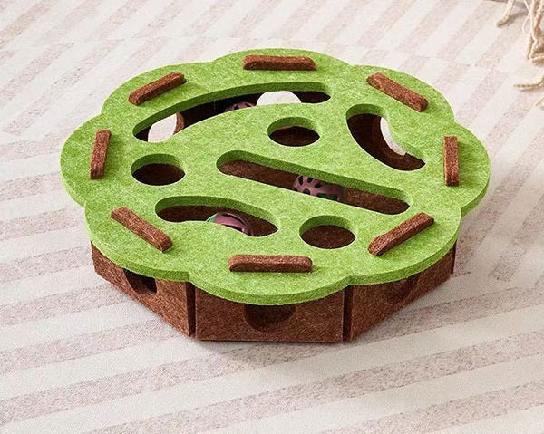 Interactive Cat Puzzle Maze Felt Box Toy – Bell Ball Hunting Game for Kittens Mental Stimulation Indoor Play Cat Supplies Set.