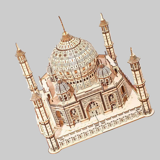 Wooden Taj Mahal Puzzle - 3D Detailed Architectural Model Kit for Adults, Stress Relief DIY Assembly Craft Gift and Decorative Display Piece