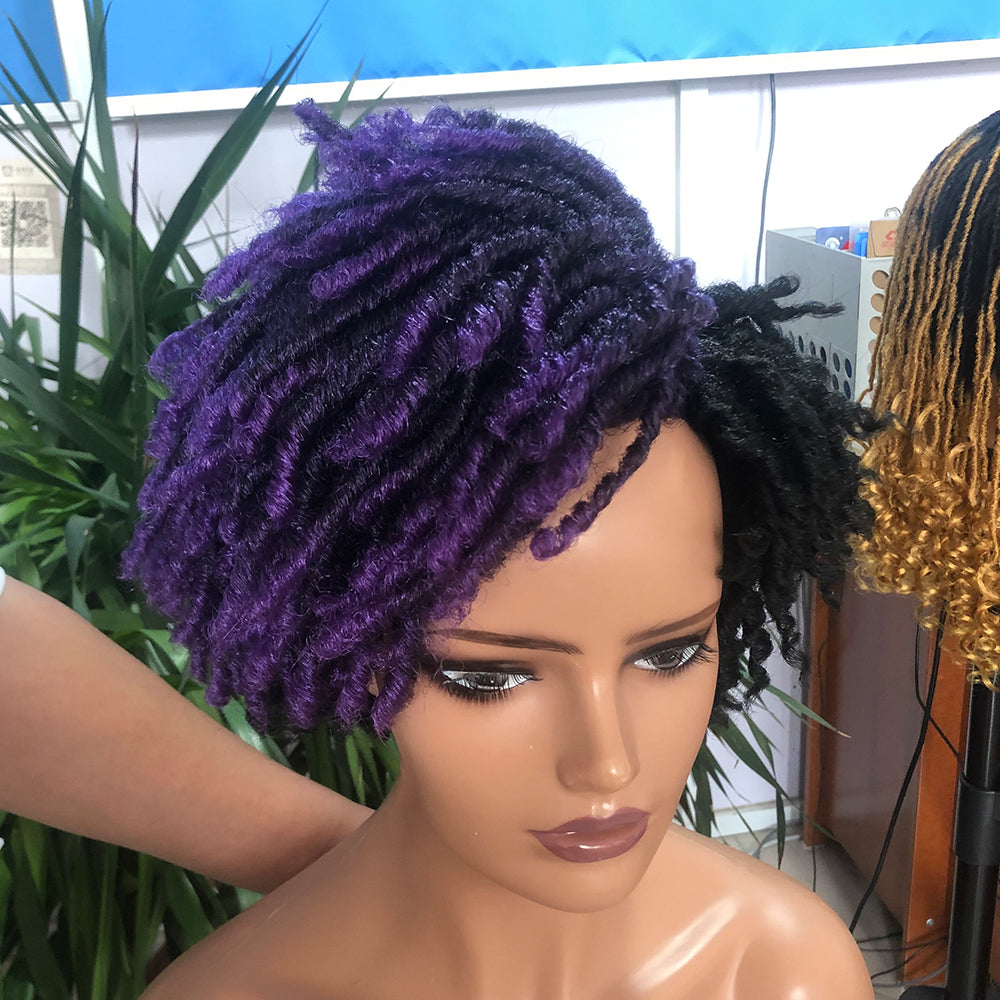 Braided Afro Bob Wig – 10 Inch Synthetic Dreadlock Short Curly Wig for Black Women Cosplay and Daily Fashion