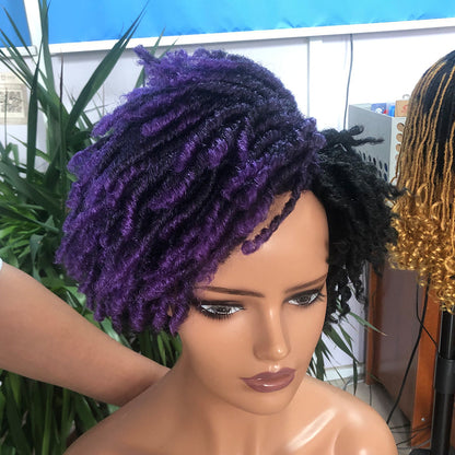 Braided Afro Bob Wig – 10 Inch Synthetic Dreadlock Short Curly Wig for Black Women Cosplay and Daily Fashion