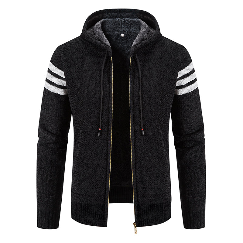Men's Hooded Knit Cardigan Jacket - Korean Style Winter Sweater Coat with Slim Fit Streetwear Appeal