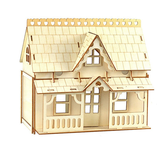 Wooden Miniature Dollhouse Puzzle – DIY Assembled 3D Doll House Model Kit for Girls and Creative Play