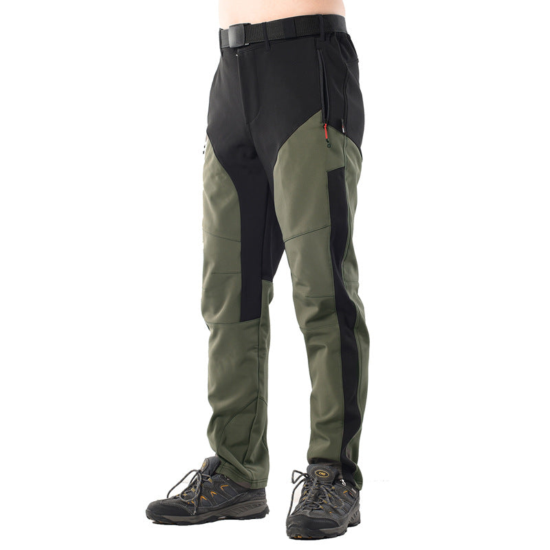 Men Fleece Hiking Pants - Waterproof Windproof Winter Trousers for Camping Cycling Mountaineering and Outdoor Sports Activities