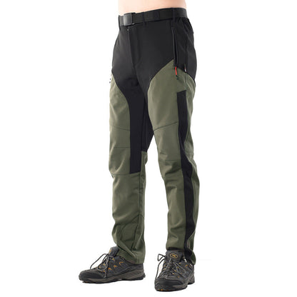 Men Fleece Hiking Pants - Waterproof Windproof Winter Trousers for Camping Cycling Mountaineering and Outdoor Sports Activities