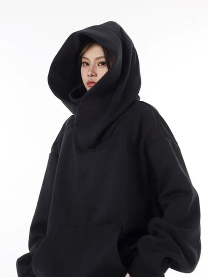Men’s Ninja Turtleneck Hoodie – Y2K Vintage Fleece Sweatshirt for Hip Hop Streetwear, Japanese Fashion and Casual Winter Comfort