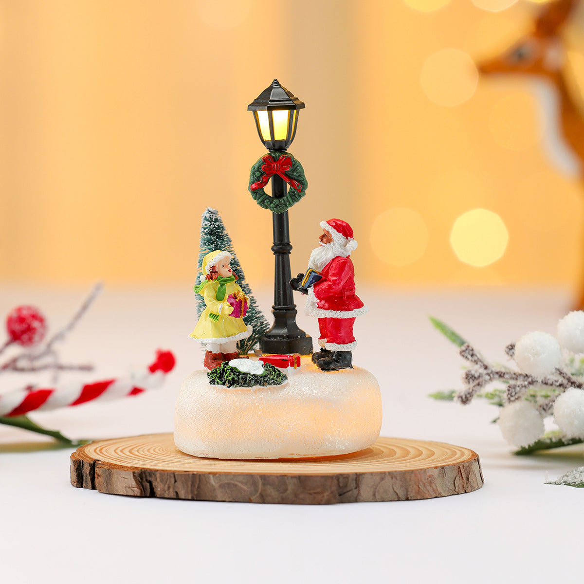 LED Christmas Country Statue – Cute Lighted Holiday Table Ornament for Festive Home Decor, Mantels, Shelves and Memorable Christmas Gift Giving