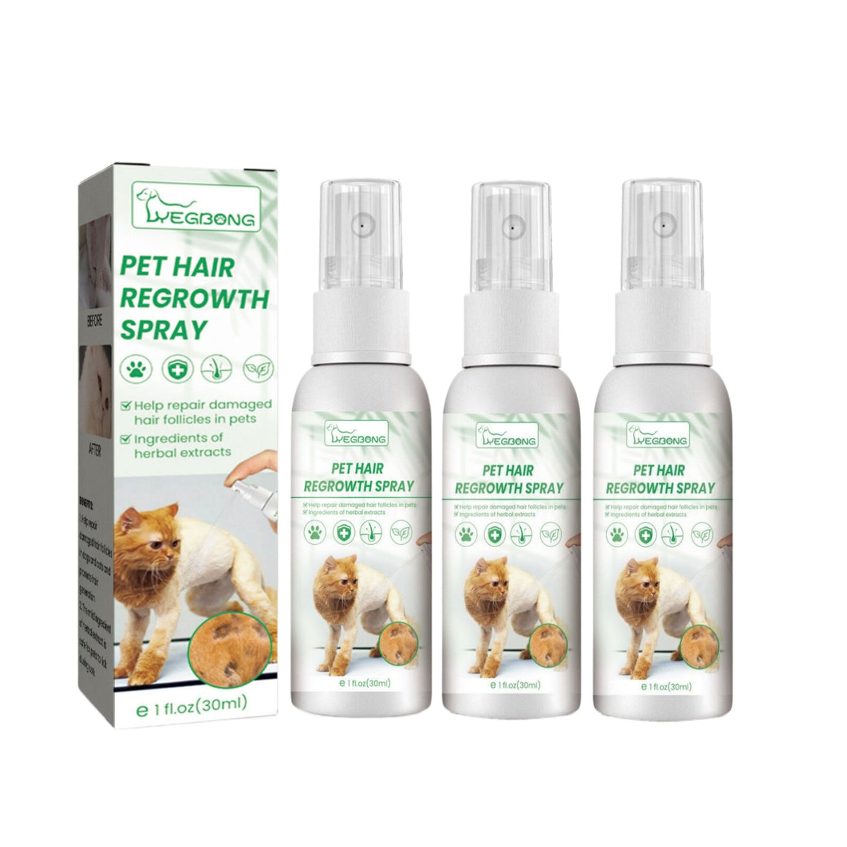 Cat Detangler Spray – 30ml Matted Hair Conditioner and Pet Hair Regrowth Soothing Grooming Treatment for Soft Shiny Healthy Cat Fur.