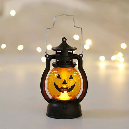 Halloween Pumpkin Lantern Light - LED Ghost Oil Lamp Decoration for Spooky Parties, Home Decor and Festive Atmosphere Lighting
