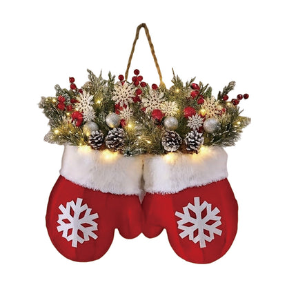 LED Christmas Glove Wreath – Lighted Holiday Door Garland Decoration for Walls, Entryways and Festive Home Displays