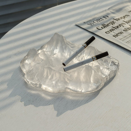 Crystal Glass Ashtray Decor - Creative Snow Mountain Glacier Design for Living Room Office and Luxury Cigar Accessories