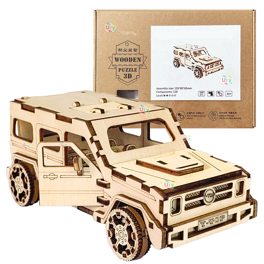 Wooden Vehicle Puzzle Set - 3D DIY Truck Sports Car Model Kit with Movable Parts, Educational Toy Gift for Kids and Adults