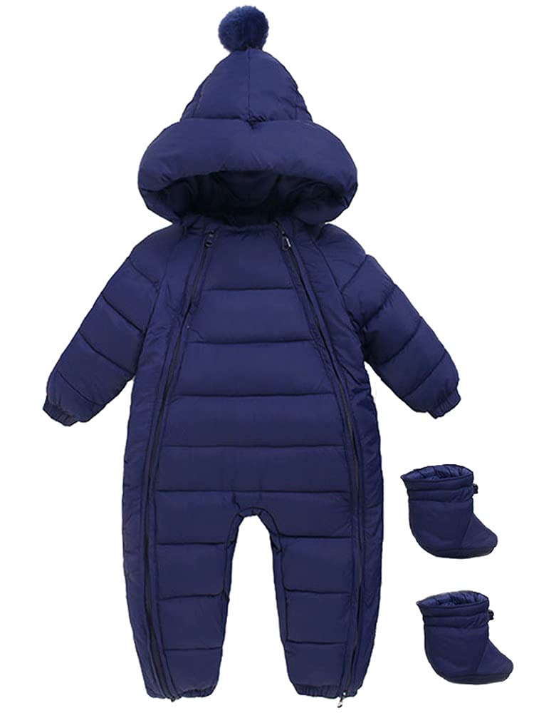 Baby Hooded Snowsuit Romper – Plush Velvet Winter Jumpsuit for Newborn Boys and Girls with Cozy Warm Protection