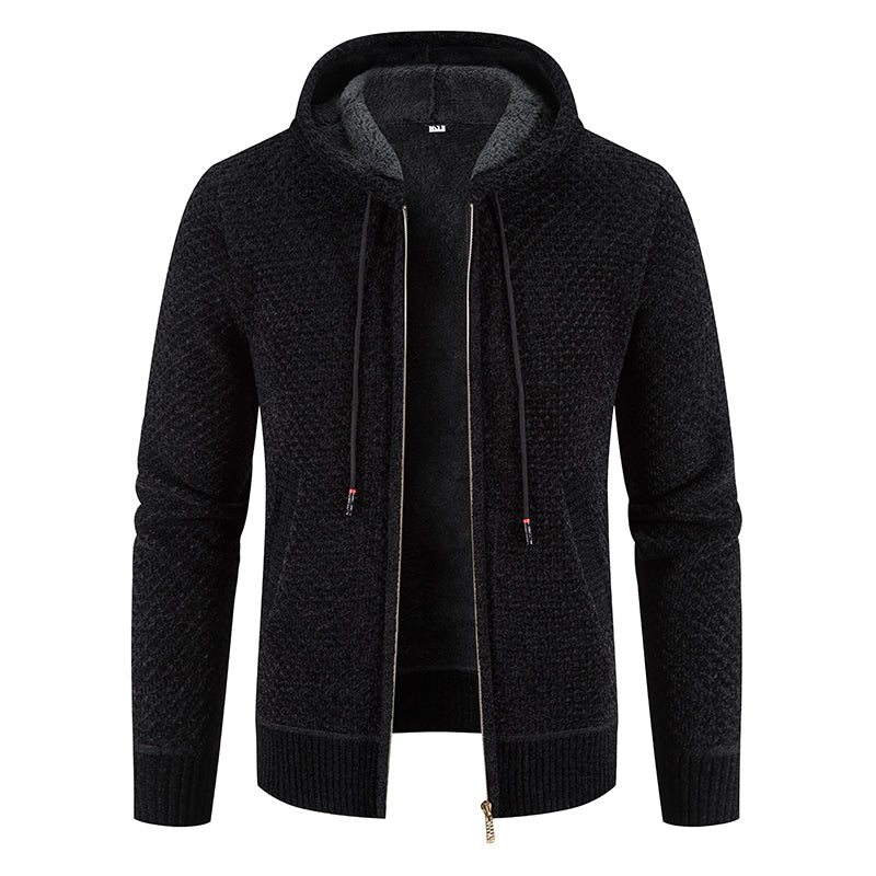 Men's Hooded Knit Cardigan Jacket - Korean Style Winter Sweater Coat with Slim Fit Streetwear Appeal