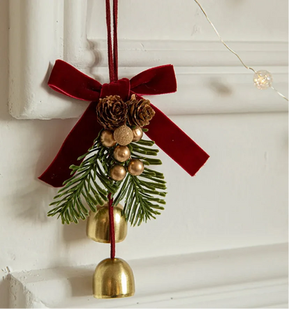 Christmas Bells Wreath Pendant – Festive Hanging Ornament for Christmas Trees, Front Doors and Seasonal Holiday Home Decor
