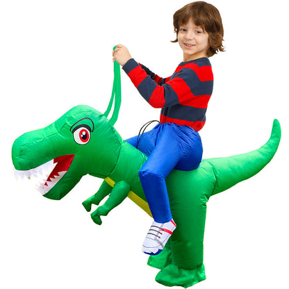 Inflatable Dinosaur Costume Set - Funny Halloween Cosplay Outfit for Adults and Kids Party Entertainment and Roleplay
