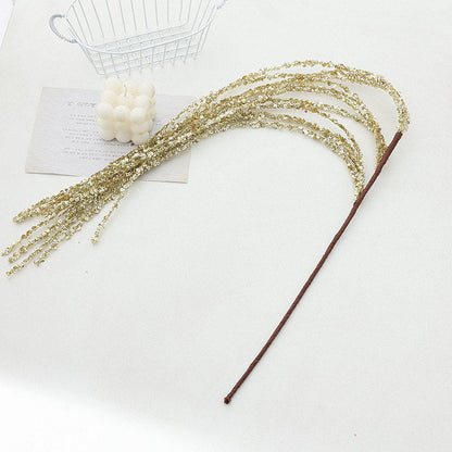 Sequin Glitter Christmas Branch Picks – White Artificial Tassel Wheat Stems for Christmas Trees, Wreaths and Holiday Decorations